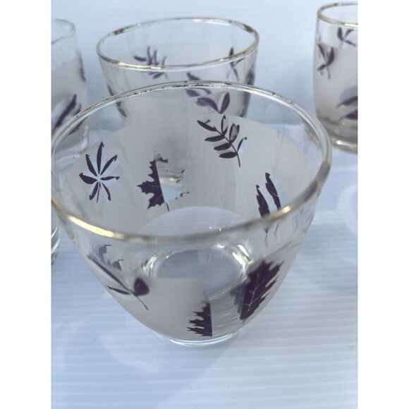 Vintage Libbey Silver Leaf Frosted Glasses - Set of 6 - Picture 5 of 9